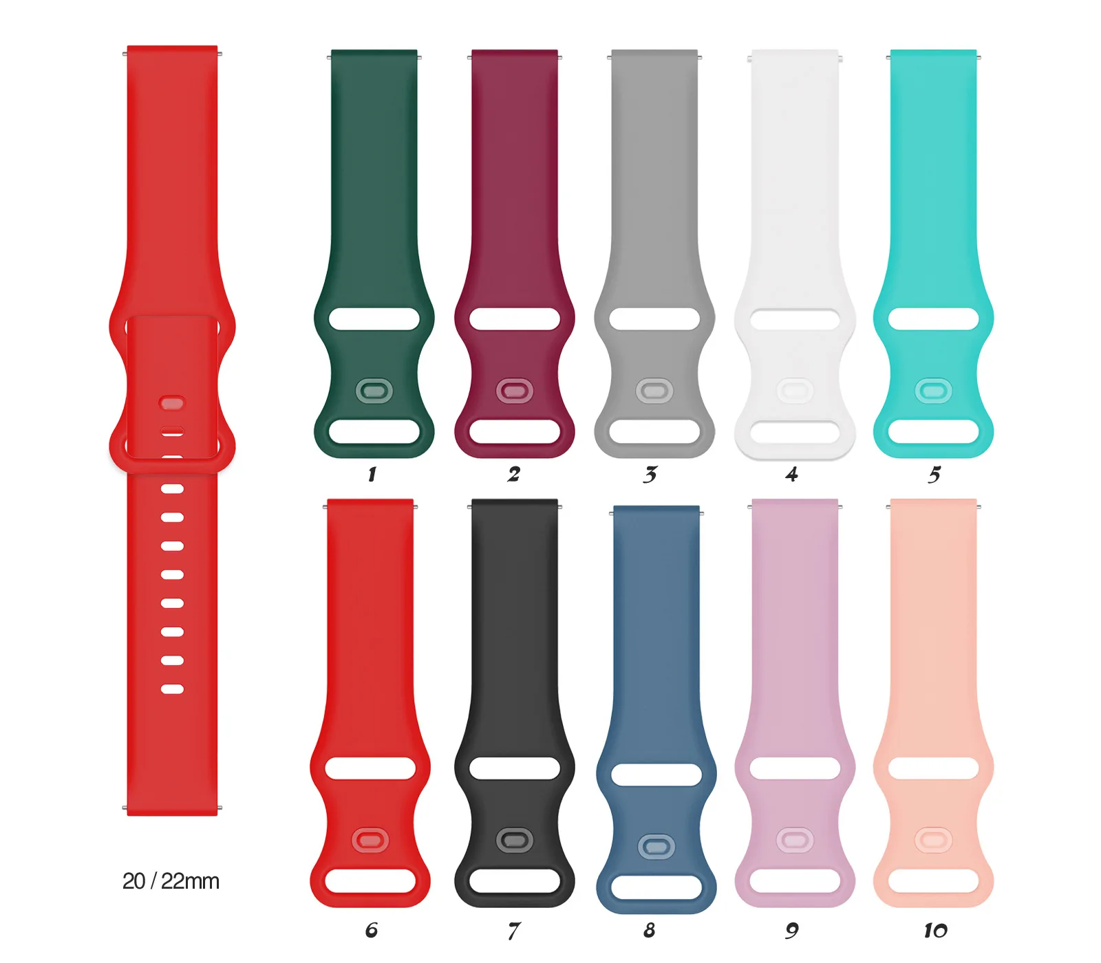 22mm Silicone Watch Strap For Huami AMAZFIT BALANCE/CHEETAH Pro Band Amazfit BIP 5 GTR 4 3 Pro 2E 47mm/Stratos 3 2 Wristbands