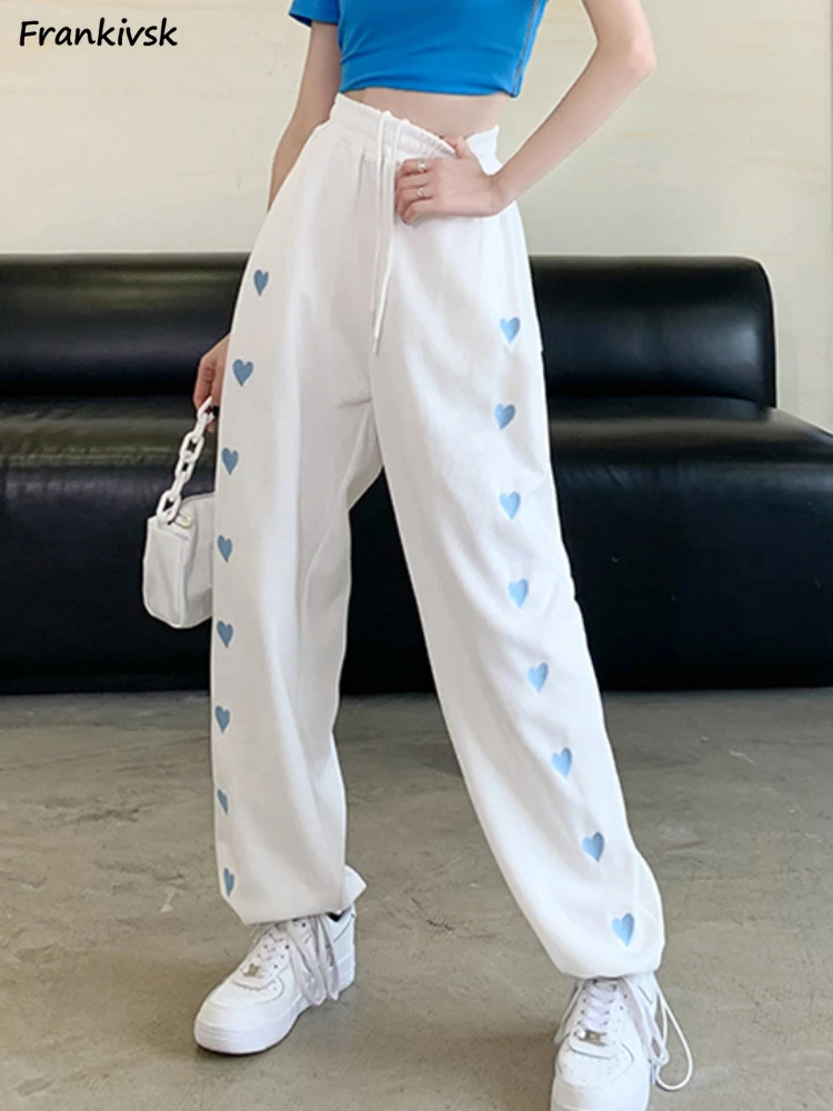 Embroidery Pants Women Ankle-tied Sweet Elegant Baggy All-match Japanese Style Y2K Solid Spring Summer Teenagers Harajuku Ins