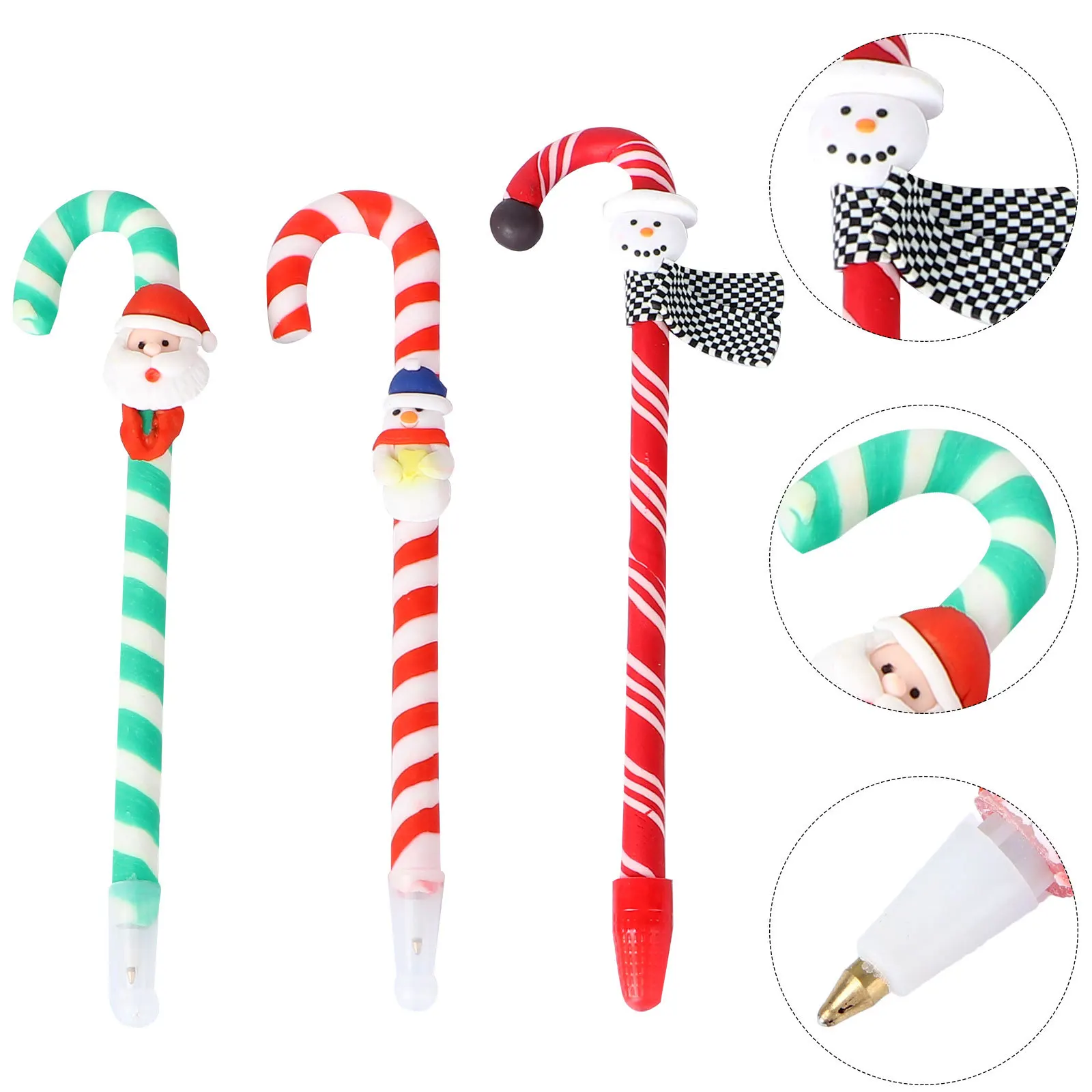 

Набор из 6 мягких глиняных шариковых ручек с рождественскими узорами: Дед Мороз, Снеговик, Олень. Подарок для детей, школьные принадлежности, ручки в рождественском стиле.