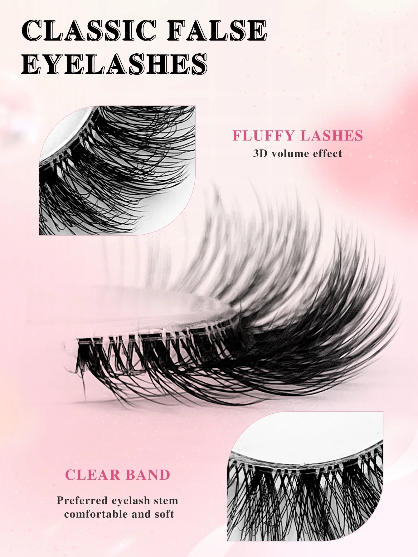 5 Pairs Natural Look Eyelashes Fluffy Soft Cross Manga Lashes Wispy Natural Eyelash Extension Strip Lashes
