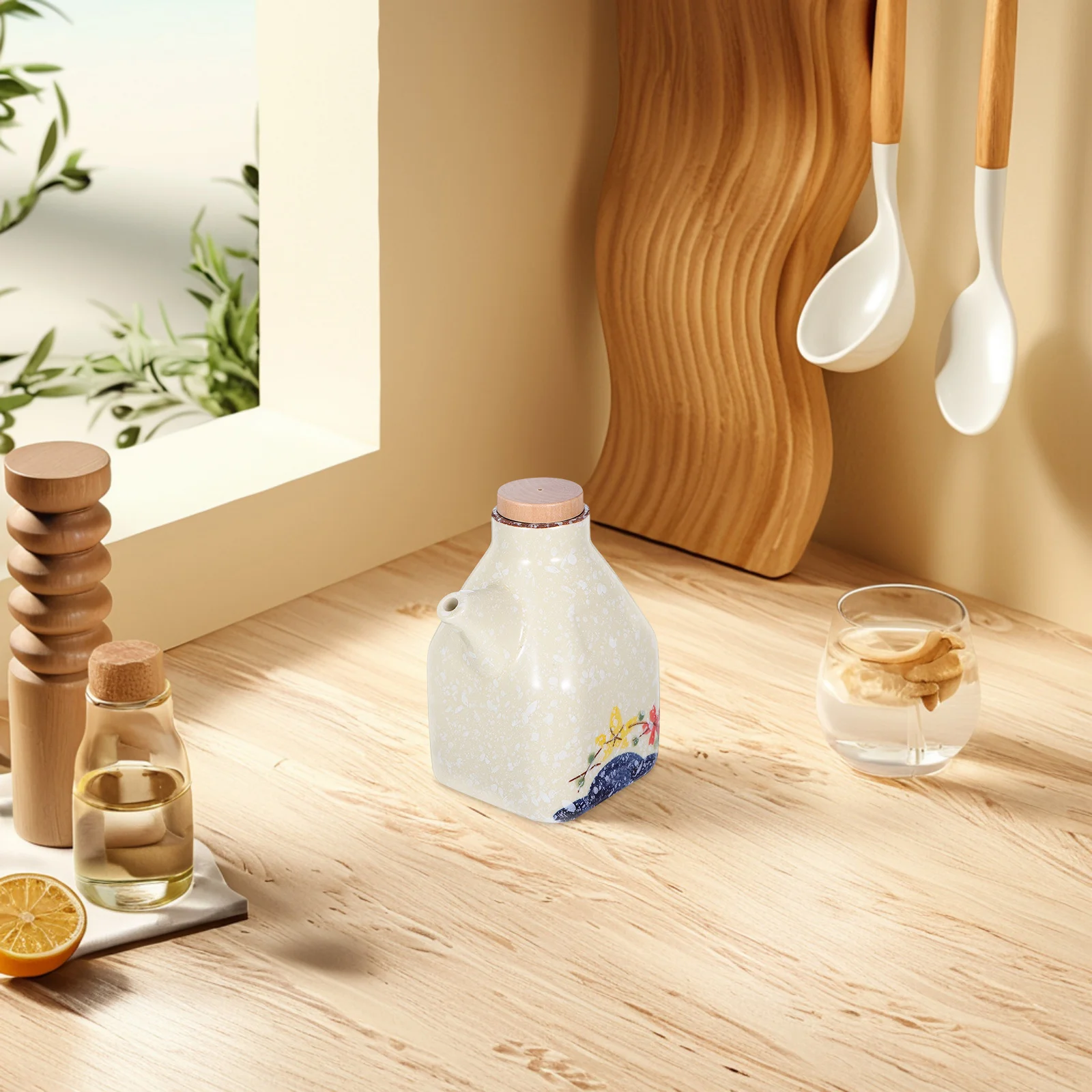 

Ceramic Oil Dispenser Japanese Design Porcelain Soy Sauce Bottle Shoyu Sauce Container Kitchen Seasoning Holder