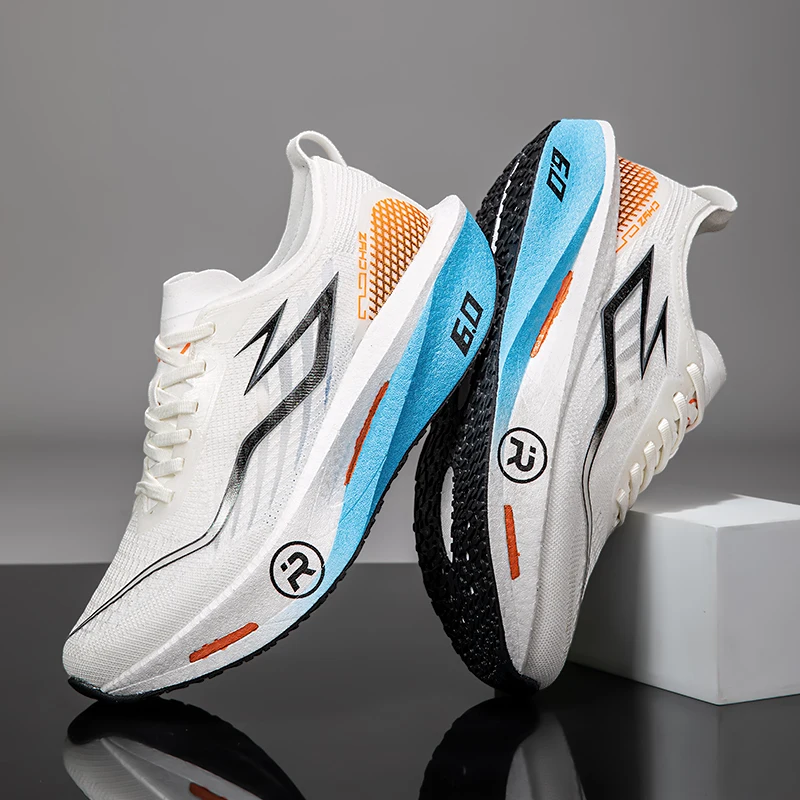 Laufschuhe mit Carbonplatte für Marathon, Herren-Sport-Sneaker, Atmungsaktiv, Professionell, Leichtgewichtig, Bequeme Rutschfeste Damen-Sneaker