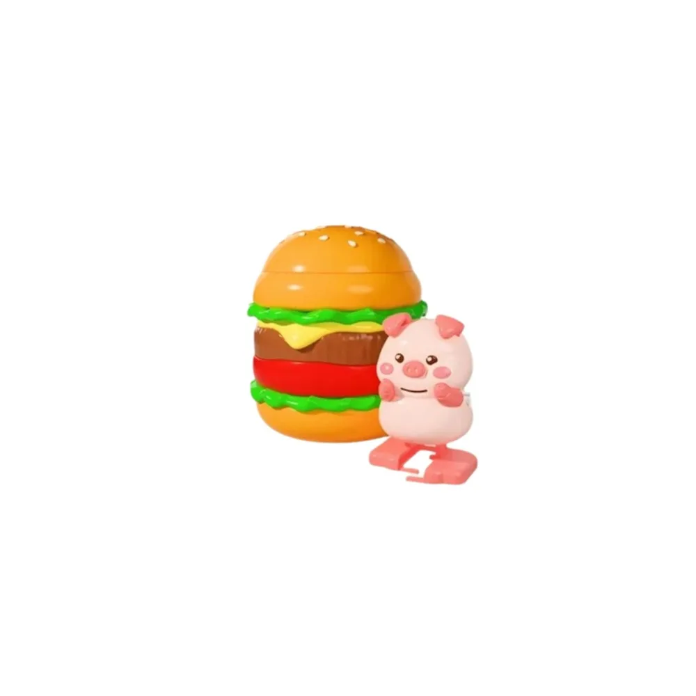 Cute Animal Style Burger Animal Toy Interactive Burger Shape Wind-Up Animal Toy Stress Relief Jumping Egg Toy Interactive Play