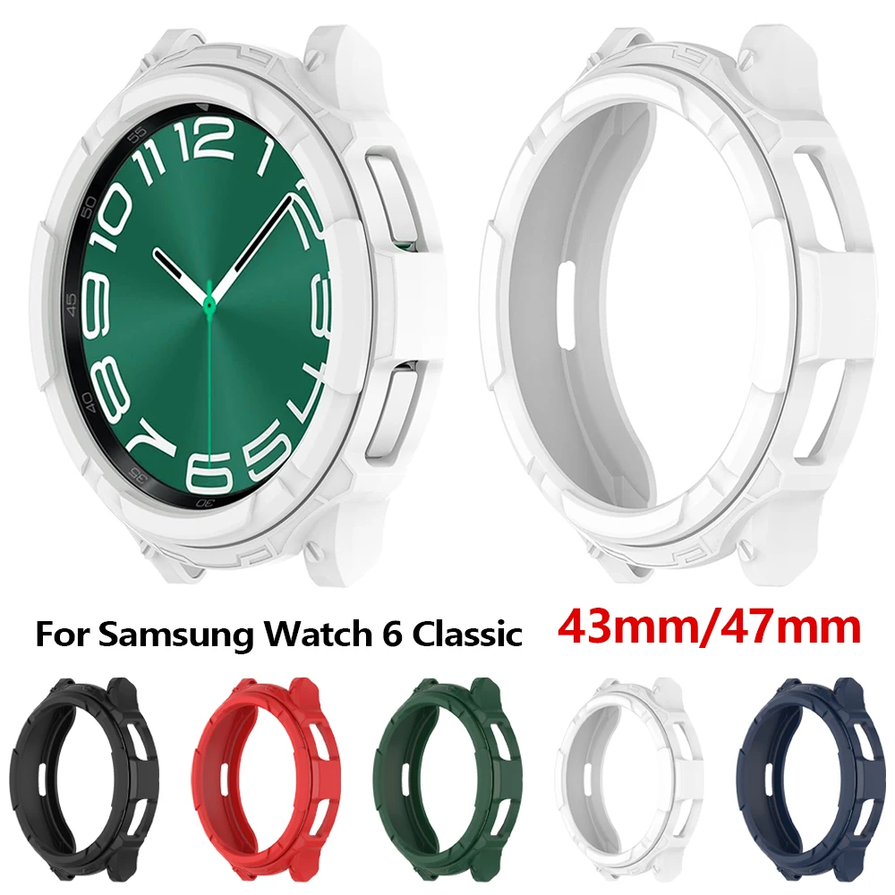 

Case Armor Cover for Samsung Galaxy Watch 6 Classic 43mm 47mm TPU Soft Hollow Frame Bumper Two-in-one Fall prevention Protective