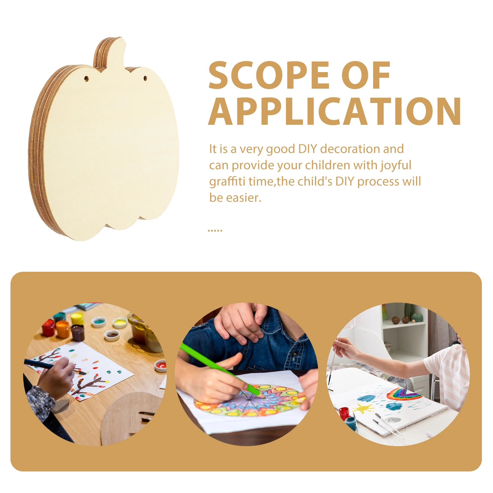 

DIY Pumpkin Decorative Wood Slices Halloween Table Crafts Label Beige Decoration