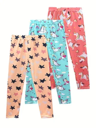 Kids Girls Chic Black Rainbow Tie Dye Leggings, Cute High Stretch Soft Comfy Pants