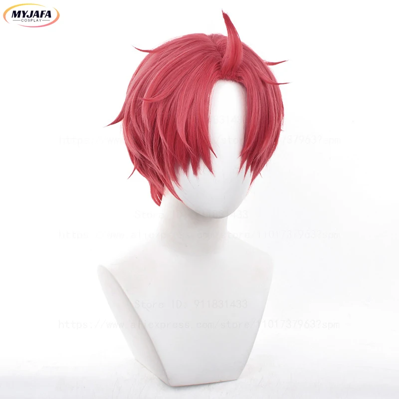 Jiji Cosplay Wig Anime DAN DA DAN Jin Enjoji Cosplay Short Red Heat Resitant Synthetic Hair Wigs + Wig Cap