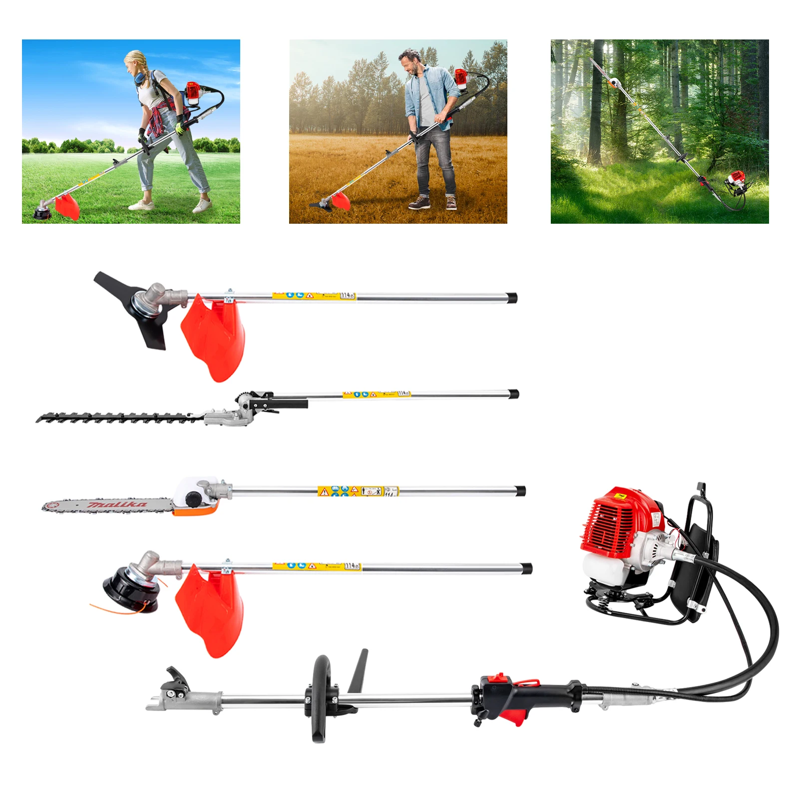 Gardening Tools Edger - Débroussailleuse multifonction 4-en-1 à dos 52CC