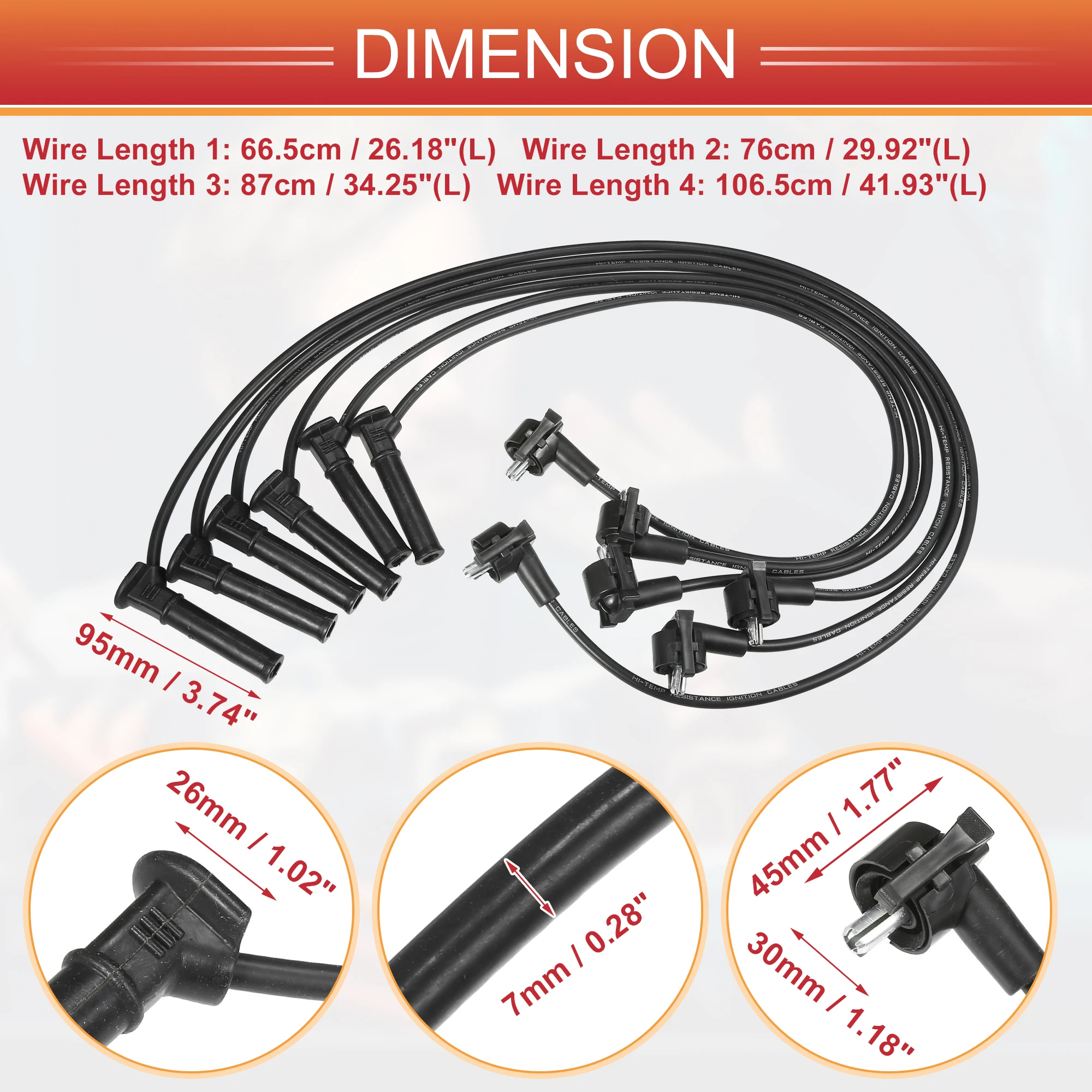 UXCELL 6 Pcs Spark Plug Wire Ignition Coil Cable No.5U3Z12259AA for Ford for Mustang