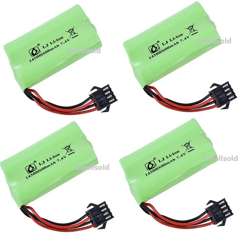 14500 Lipo battery SM-4P Plug 7.4V 600mah/7.4V USB charger for remote control helicopter boat car model water bullet guns parts