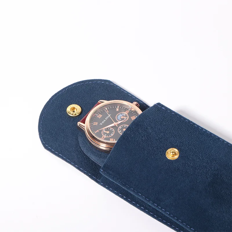 Hochwertige Flip-Top-Uhrentasche mit Knopfverschluss, Verdickte Samttasche, Tragbare Doppelseitige Kratzfeste Armbanduhr-Geschenktasche – Detail 5