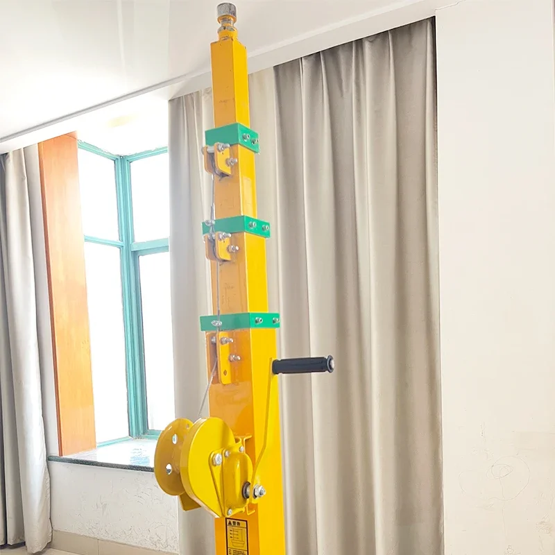 Hand crank lifting monitoring pole custom manual telescopic mechanical winch lifting mast