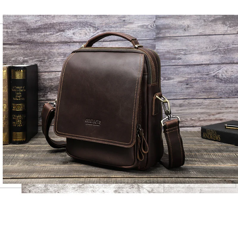 Genuine Leather New Men Cowhide Briefcase Luxury Business Single Shoulder Messenger Bag High Quality Fashion Crossbody Handbag