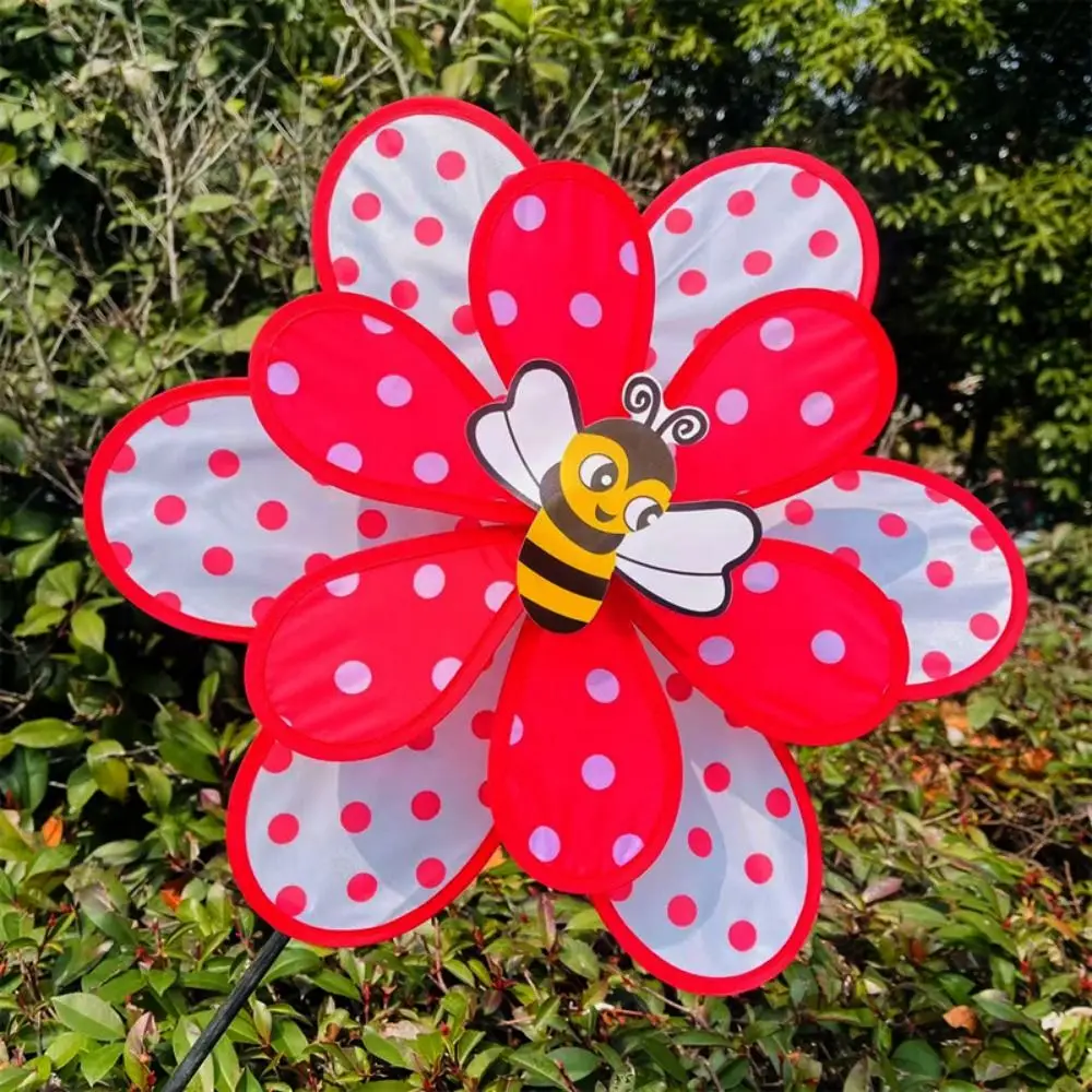 Multistyles ستة بتلات زهرة البولكا نقطة طاحونة بولي كلوريد الفينيل مزدوجة الطبقات النحل فراشة طاحونة النحل فراشة نزهة ديكور