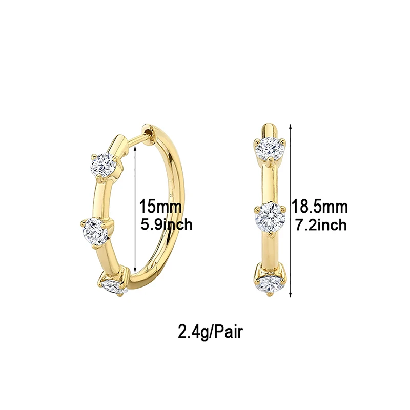 KEYOUNUO-banhado a ouro CZ Hoop Earrings para mulheres, Piercing Zircon Cuff, moda de luxo, festa de casamento, atacado