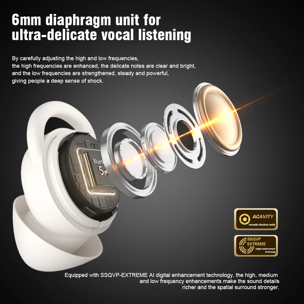 سماعات نوم محمولة من السيليكون الناعم مزودة بتقنية البلوتوث 5.4 صوت خارجي معزول صوت Hifi غامر لارتداء مريح طوال الليل