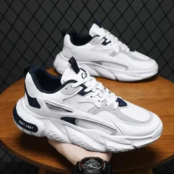 Thick Sole Versatile Clunky Sneaker For Men Trend Mesh Lace Up Breathable Casual Sports Shoes Increased Soft Soles