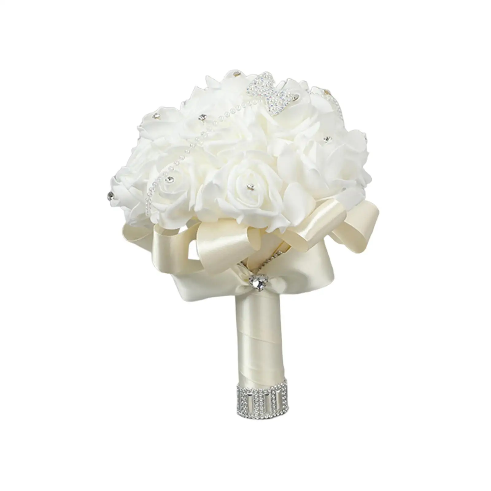 Wedding Throw Bouquet Rhinestones Handle Photography Props Wedding Bouquets for Home Valentine Ceremony Centerpiece Confession