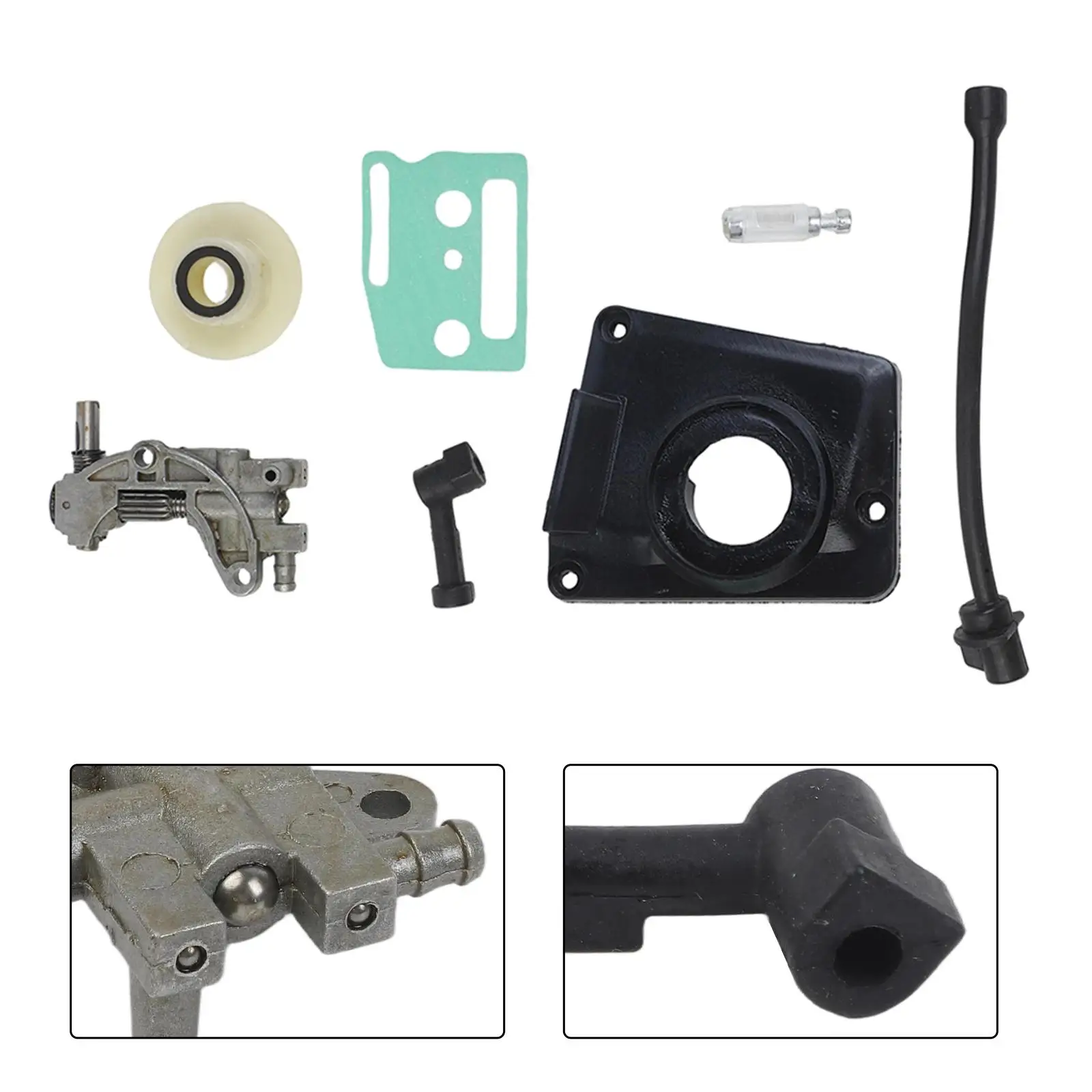 

Oil Drive Pump Kit For CHINESE CHAINSAW 4500 5800 45CC 52CC 58CC Pump Cover Worm Gear Oil Pump Cover Oil Filter Oil Pipe