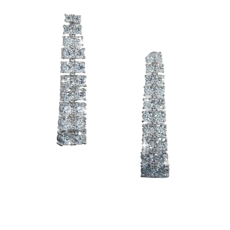 Butterflykiss Full Moissanite 7CT Stud Tassel Earings Women's Earrings 925 Silver White Gold Top Quality For Women Jewelry Gift