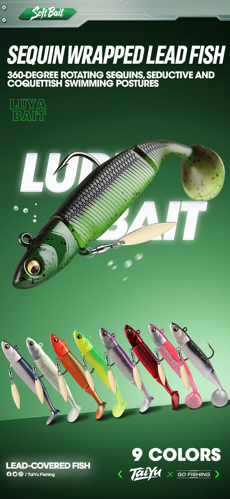TAIYU Bestseller Angelköder 20g Jigkopf T-Schwanz Silikon-Weichköder Wobbler Metall-Spinner Löffelköder für Hecht Forelle Barsch – Detail 1