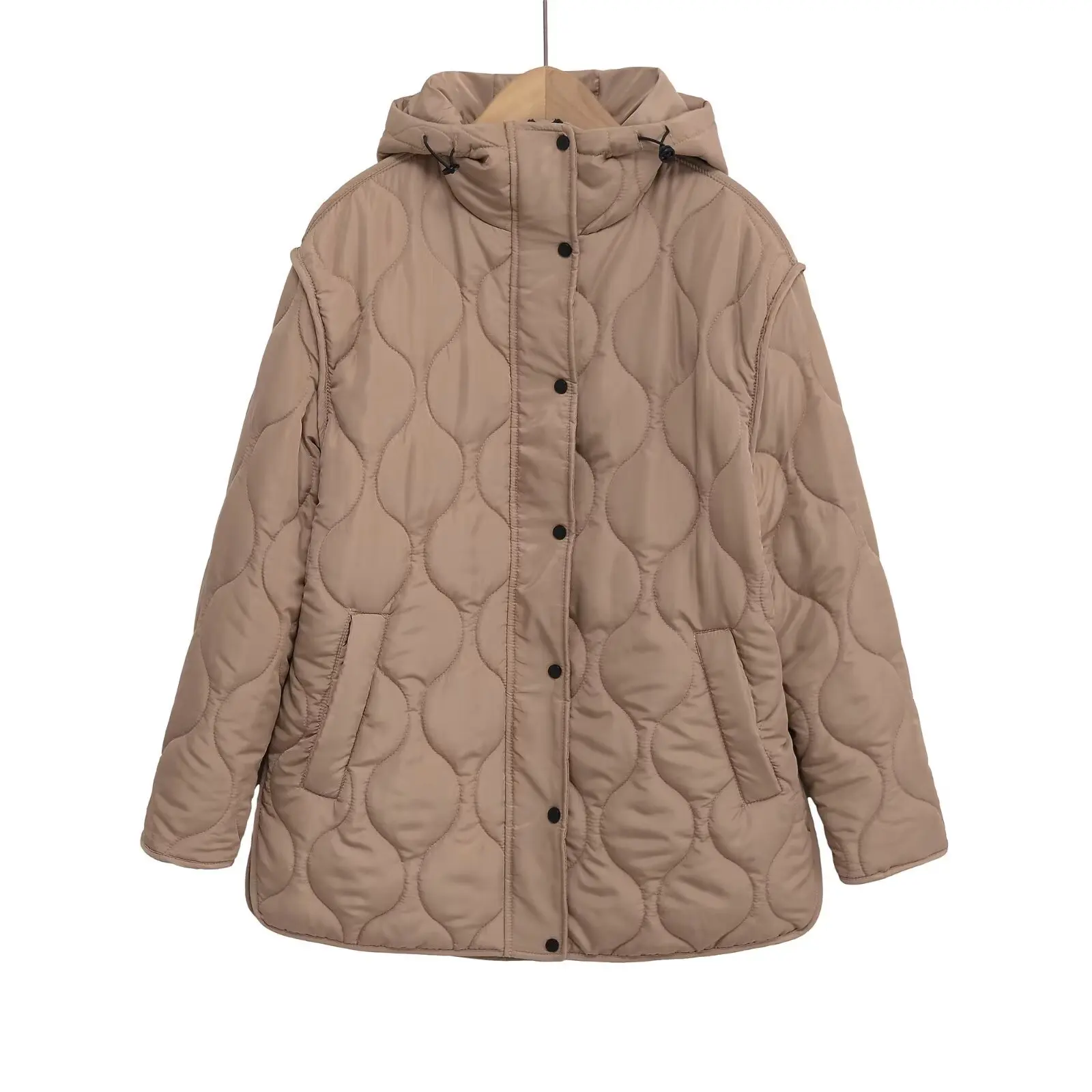 เสื้อโค้ทผู้หญิงบุหนาสำหรับฤดูหนาว ลายเพชร กระดุมแถวเดียว ผ้าฝ้าย กันลม สำหรับผู้หญิง