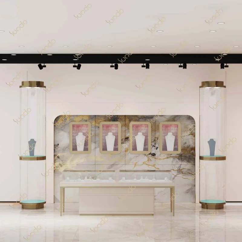 custom.Lockable Jewelry Showcase Jewellery Display Full Length Led Stainless Steel Glass Standing Mirror Jewelry Cabi