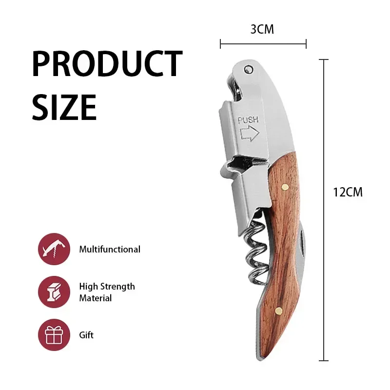 Stainless Steel Wine Opener, Professional Waiters Corkscrew, Leather Case,Beer Bottle Opener And Foil Cutter Gift For Wine Lover image 4