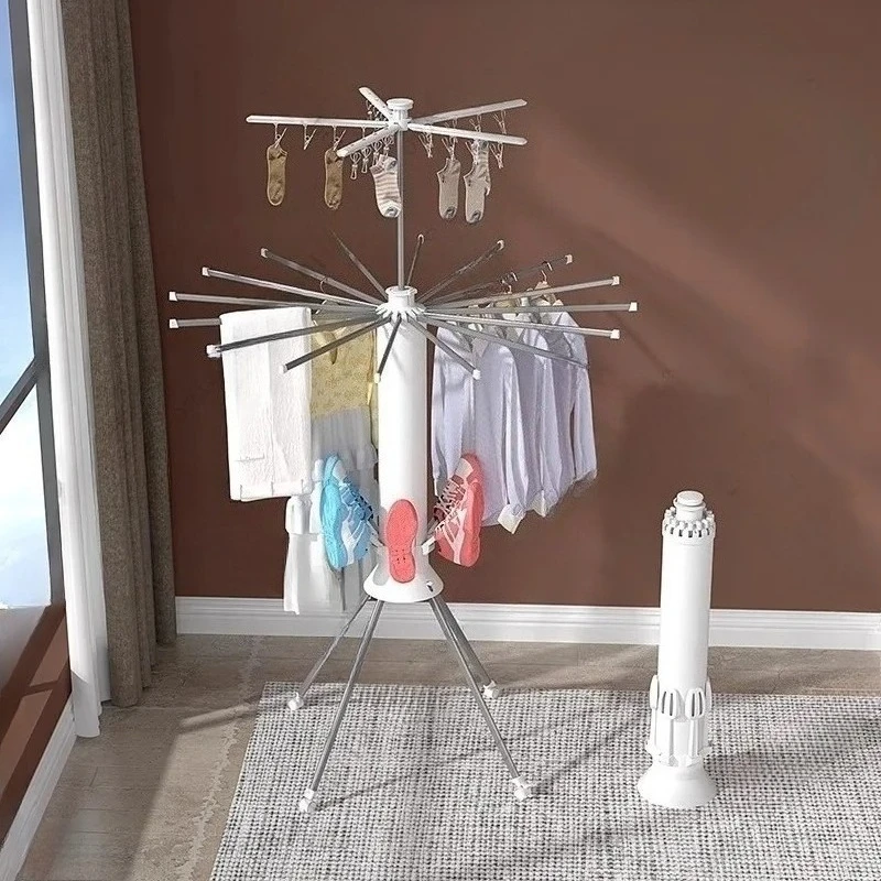 Folding Drying Rack Balcony Home Floor Free Installation Octopus Hanging Drying Rack Movable Invisible Aluminum Alloy Hanger