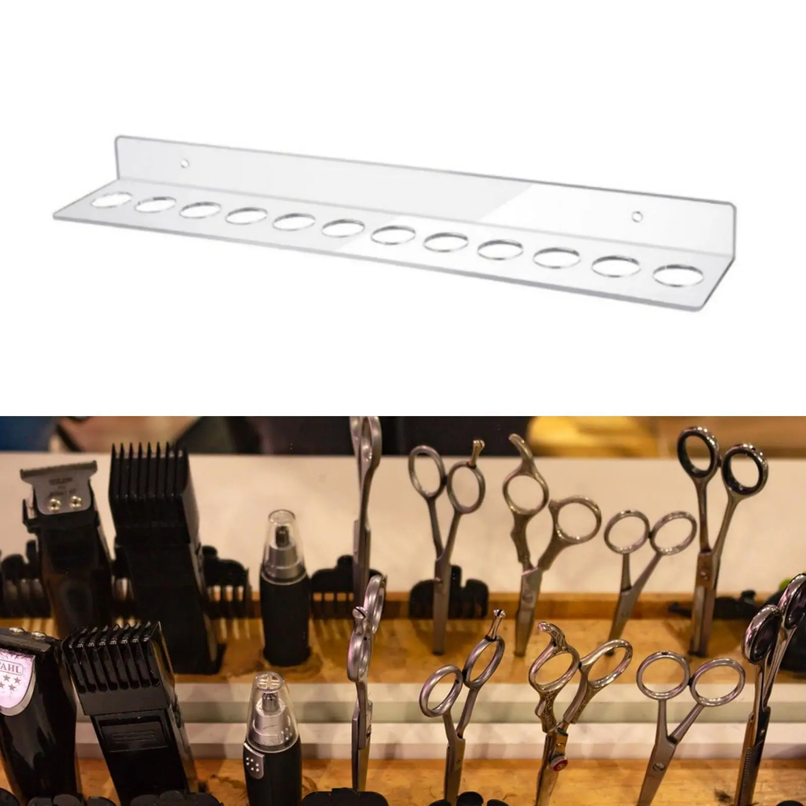Shear Holder 12 Slot Acrylic Scissors Holder Rack Scissors Tool Display Hanger for Dog Grooming Salon Hairdresser Barber