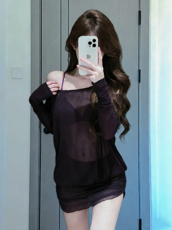 

Фиолетовый купальник-бикини для женщин: сексуальный, модный, для отдыха на острове, для горячих источников, для небольшой груди, летний