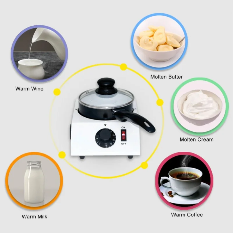Manual Control Chocolate Melting Machine Single Pot 30-85℃ 1kg Anti Stick Aluminum Melter For Coffee Butter Wine Cream Milk