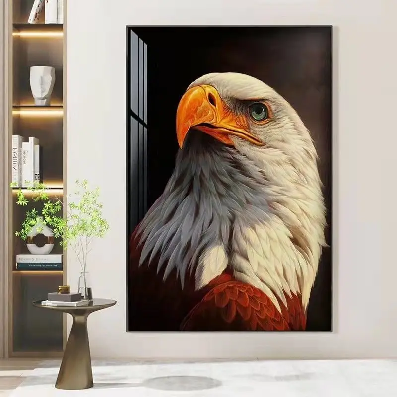 3D handmade cross stitch finished oil painting, eagle head, new style living room, office, grand Chinese decorative painting