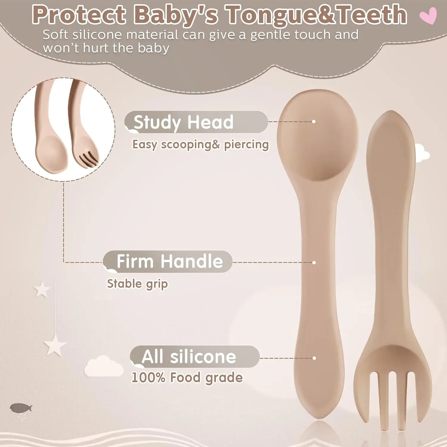 5PCS Baby Soft Silicone Sucker Bowl Plate Straw Cup Bibs Spoon Fork Sets Non-Slip Tableware Children's Feeding Dishes BPA Free