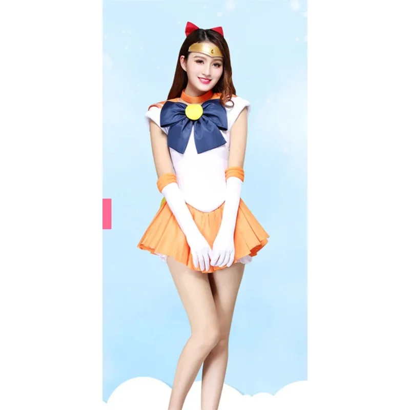 

Anime Minako Aino Sailor Venus cosplay costume custom made dress bows headband gloves hairpin for kids adult plus sf48b;3's,6.e;
