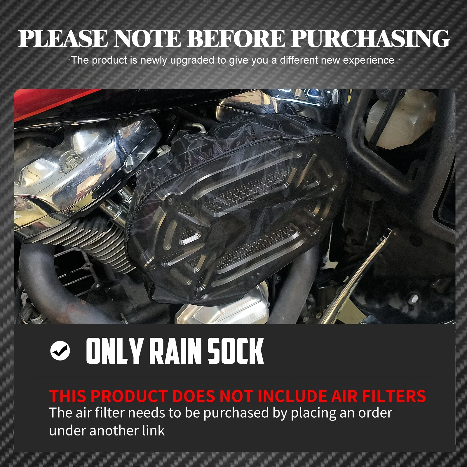 Motorcycle Air Filter Rain Sock Breathable Air Intake Filter Waterproof Dustproof Cover For Harley All Models Touring Sportster