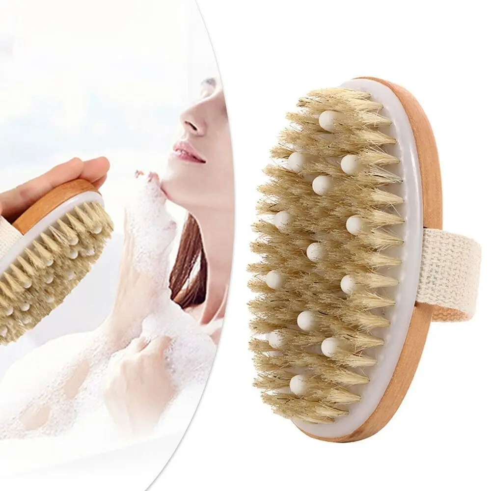 Skin Exfoliating Bristles Body Brush Soft Bristles/Wooden Cellulite Handheld Brush Lymphatic Drainage Massage Brush Men/Women