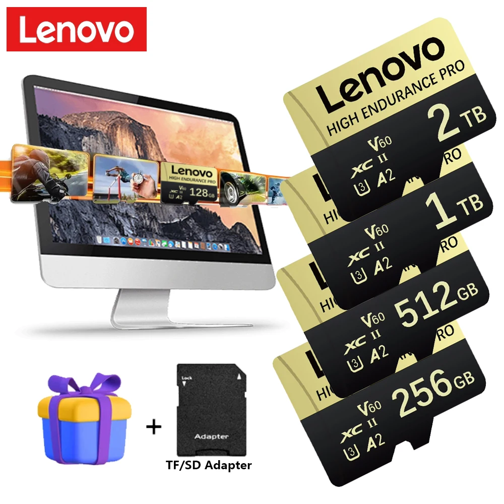 Scheda SD ad Alta Velocità Lenovo 512GB 1TB 4K Full HD, Scheda di Memoria Micro Video 128GB 256GB, Scheda Flash TF per Giochi Nintendo Switch