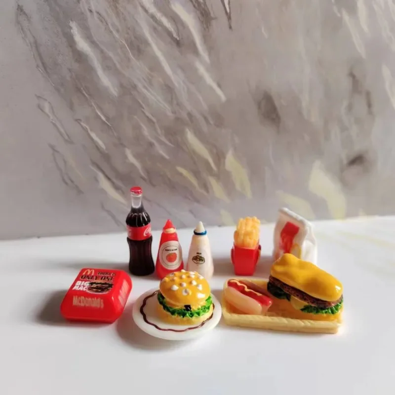 11 pcs mixed hamburger soft drinks/hot dog/miniatures food/cute/fairy garden gnome/moss terrarium decor/figurine/doll house