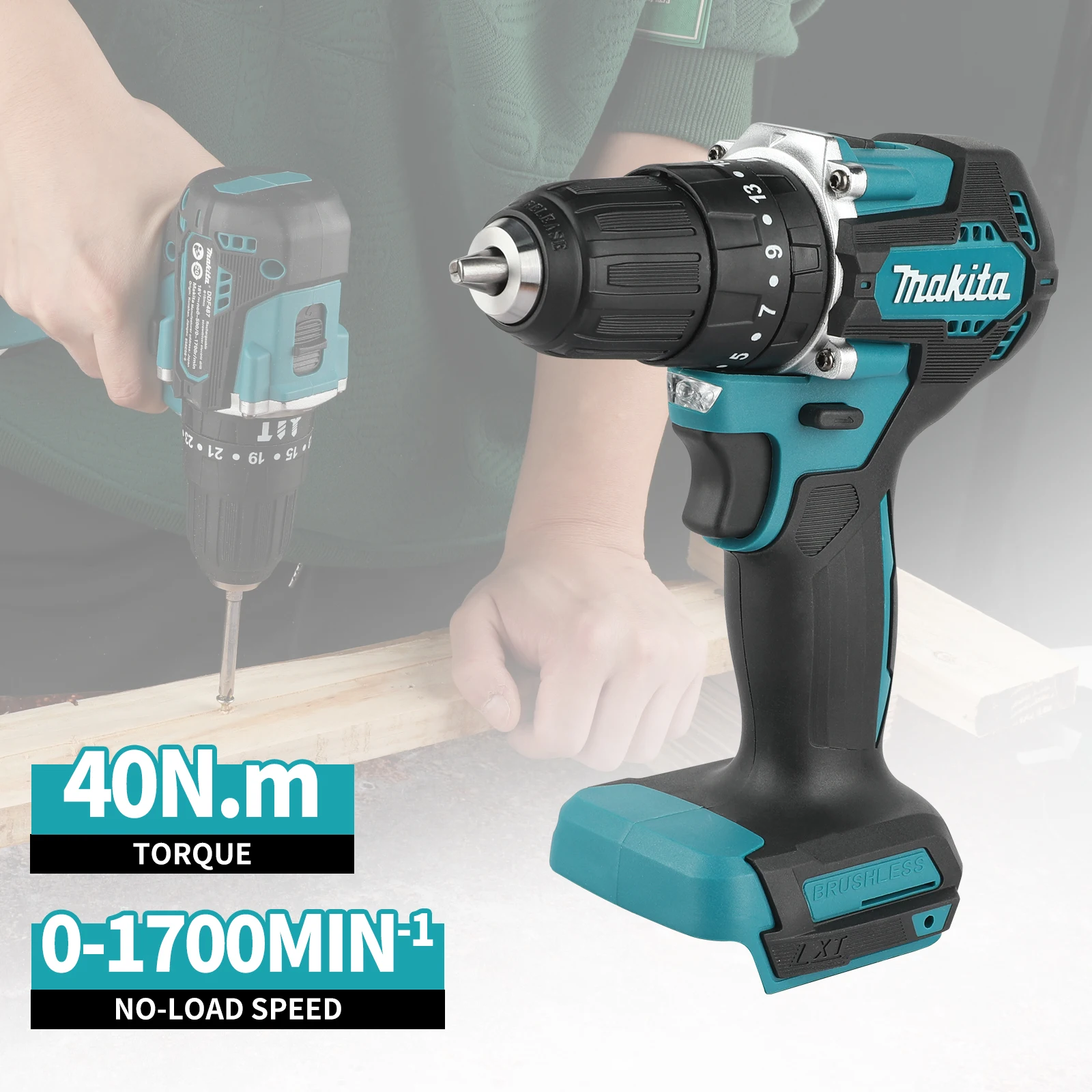 

Makita 18V Battery DDF487 10MM Screwdriver Brushless Electric Drill Impact Drill Of Decoration Team Power Tools