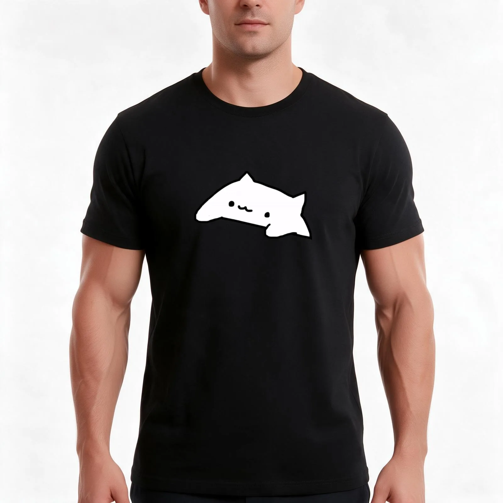 Bongo Cat Meme T-Shirt Summer Casual Cotton Tee Oversized Streetwear Tops Vintage Graphic Print Loose Fit Short Sleeve