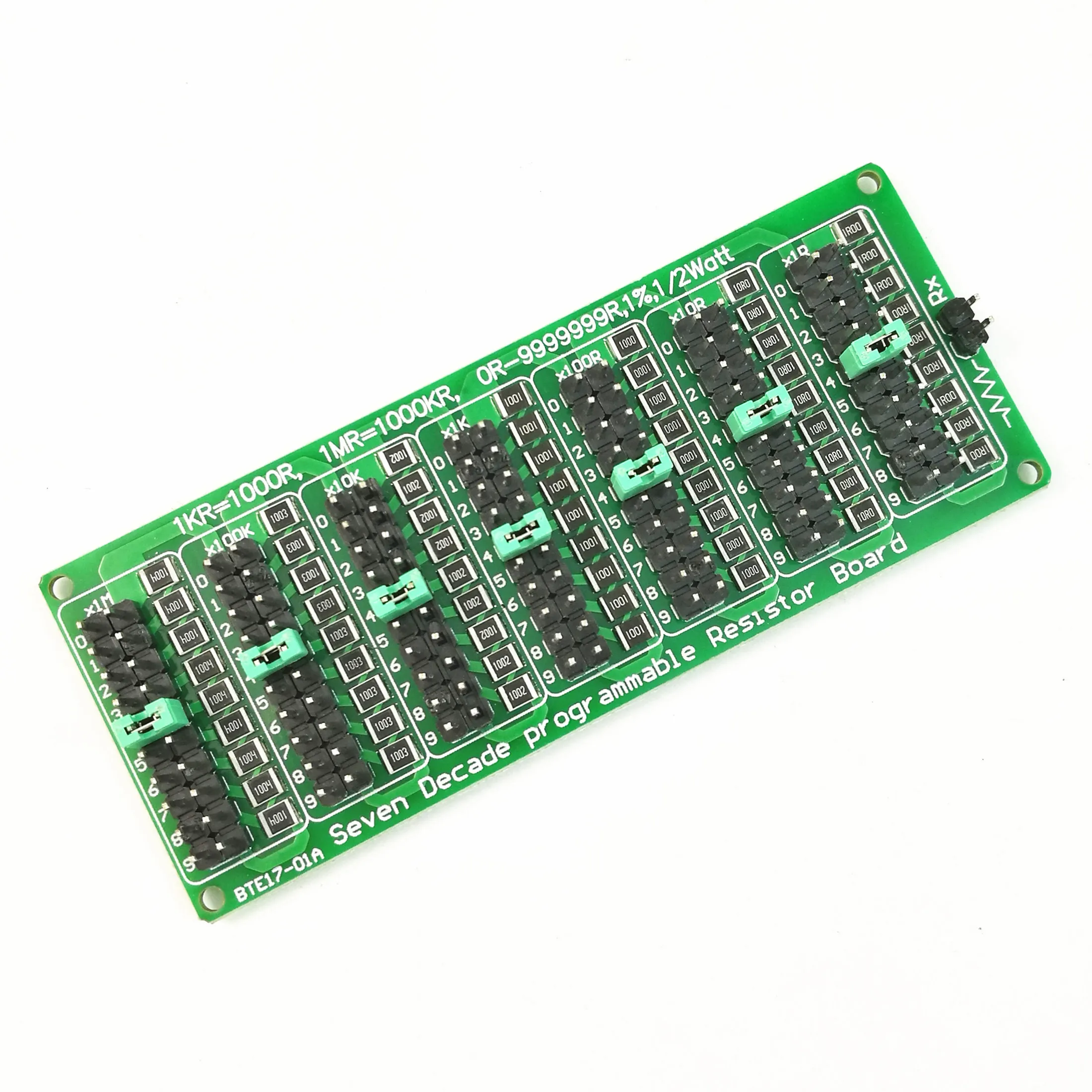 1R - 9999999R Seven Decade Programmable Resistor Resistance Board,Step 1.0R,1%,1/2 Watt.