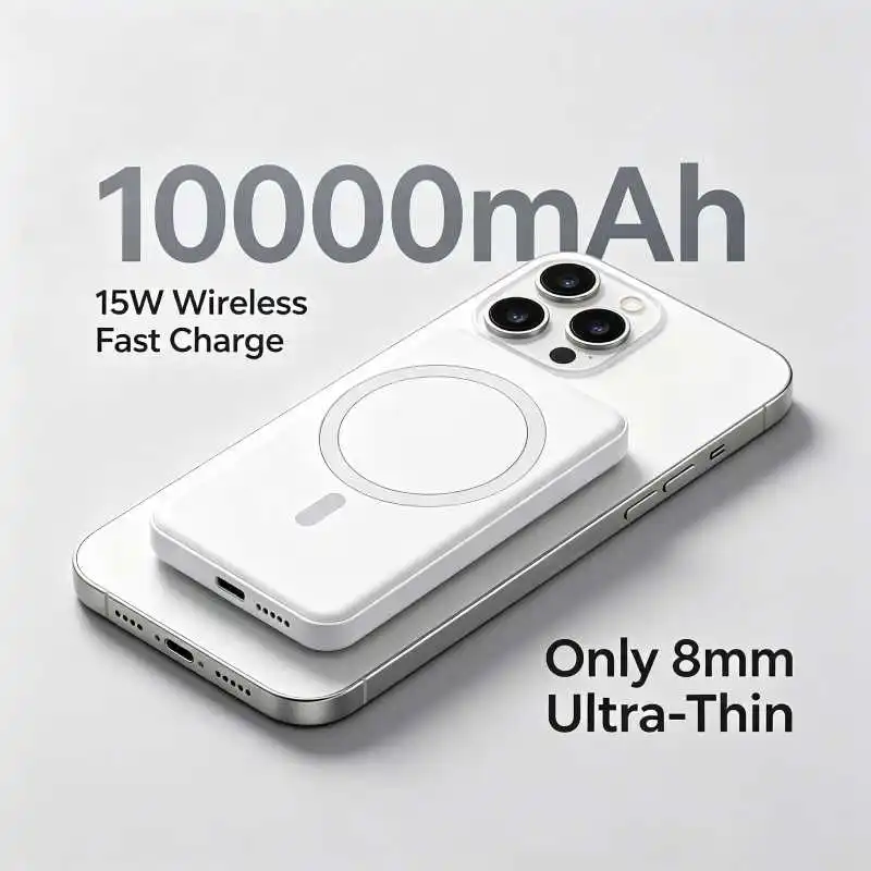 

10000mAh Magnetic Wireless Power Bank Ultra Slim PD 20W Fast Charging Portable Charger for iPhone17/16/15/14/13/12/11