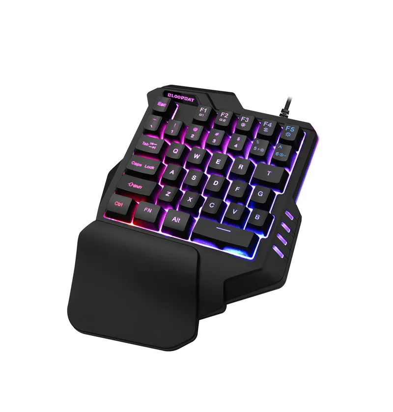 Gaming Keyboard Single Hand Mini Usb Wired 35keys 6400DPI Mouse Combos One Handedly for Mobile Smartphone 7Colors LED Backlight