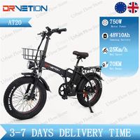 DRVETION AT20 Folding Electric Bike 750W Motor 48V 10AH Battery 20x4.0 Inch Fat Tires with Basket E-Bike