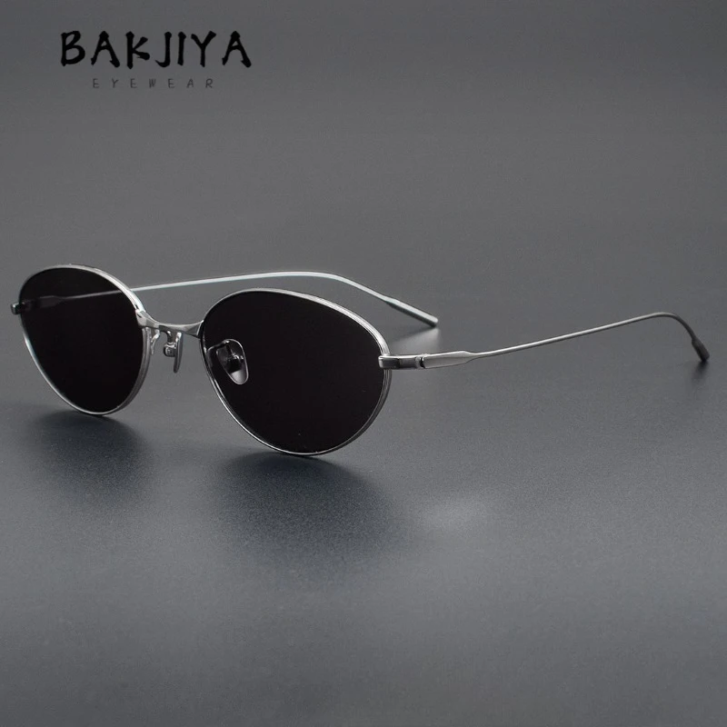 Pure Titanium Retro Oval Narrow Frame Sunscreen Sunglasses Women 2025 New Luxury Sunshade Anti-UV Leisure Travel Sun Glasses Men