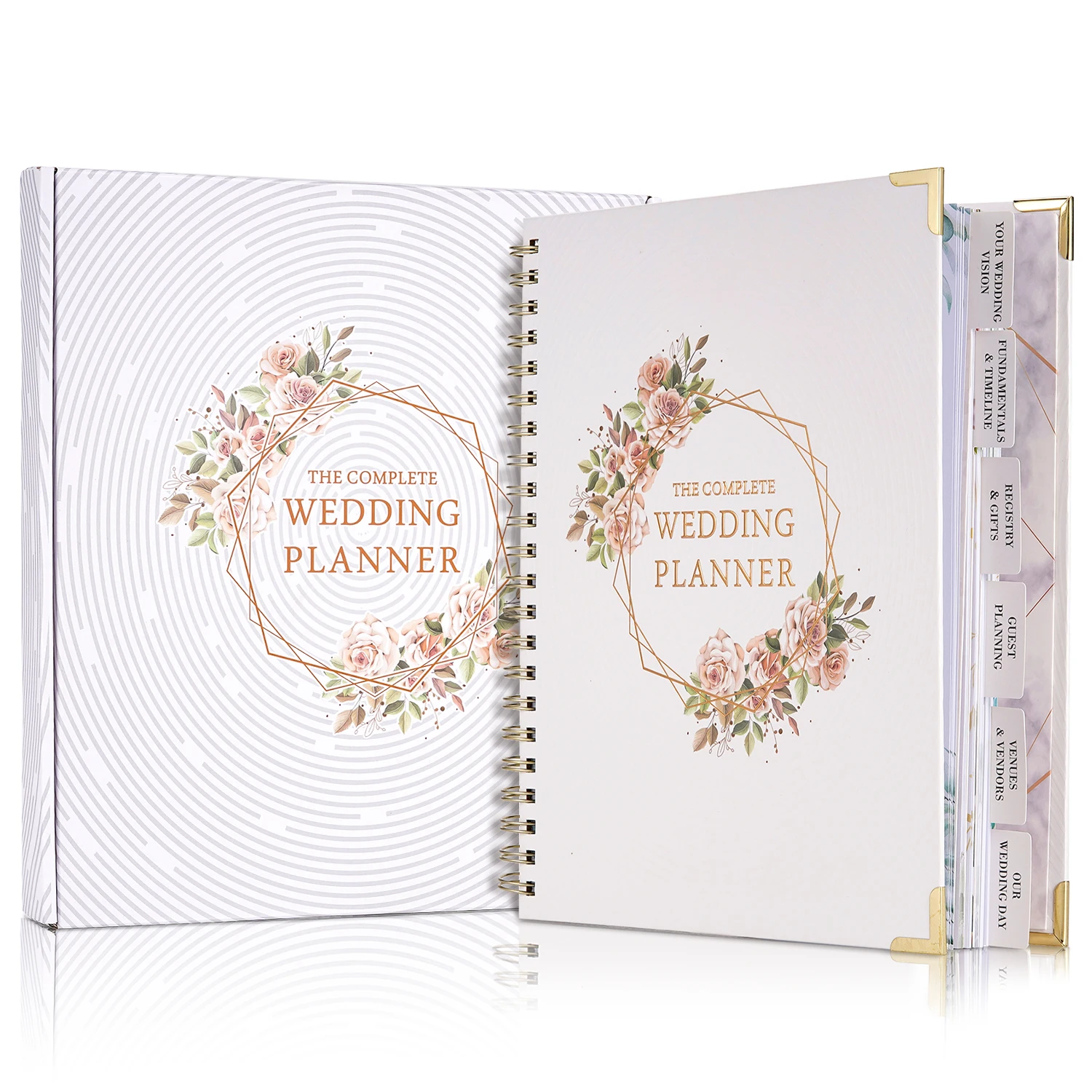 Bride's Wedding Planner&Organizer Wedding Planner Gold Foil Hardcover with Metal Corner+Countdown Calendar Engagement Diary Gift