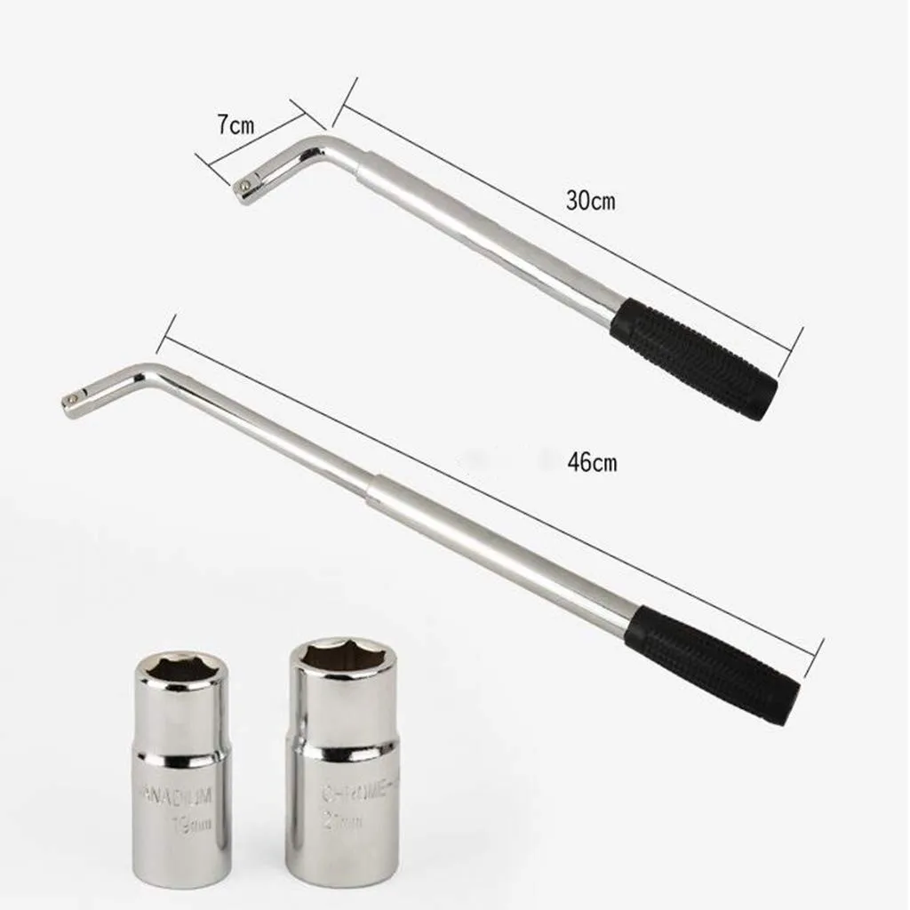 Automotive Car Wheel Lug Wrench with 17/19 21/23mm Hex Sockets Telescopic Spanner Professioanl Car Repair Tool Set Hand Tools