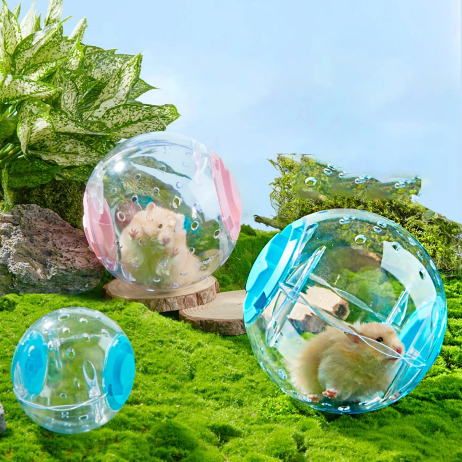 

14cm/18/cm Hamster Exercise Ball Transparent Hamster Running Ball Wheel With Traction Rope Small Animals Pet Supplies Rabbit