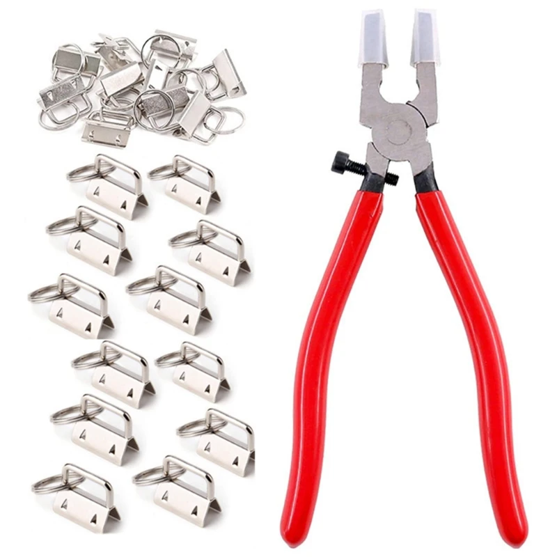 50 Pieces 1 Inch for Key Hardware Set with Split Rings Pliers Tail Clips for Luggage Wristlet Clamp Lanyard Keychain DIY